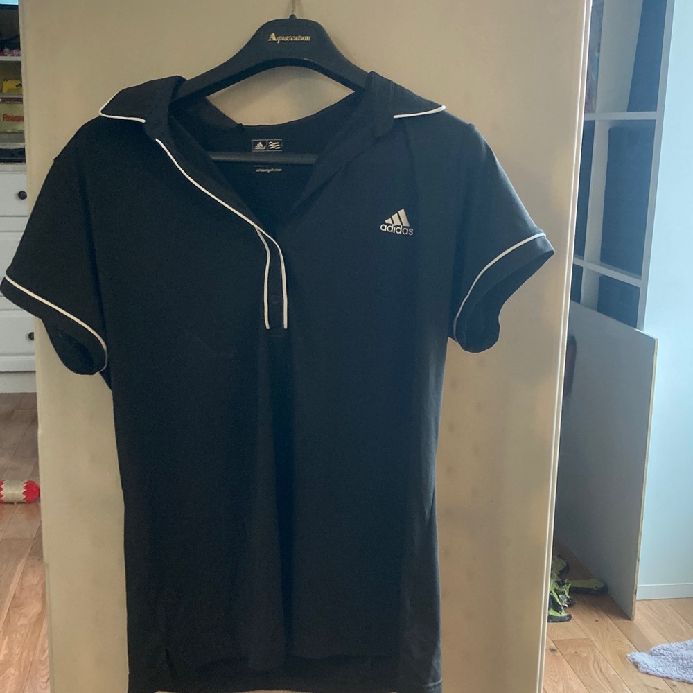 adidas Black Polo Golf shirt with White Trim